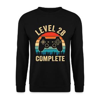 Level 28 complete – 28th anniversary gift - Unisex Sweatshirt - black - Front - Alina (178cm) & Michal (187cm)