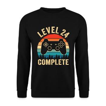Level 24 complete – 24th anniversary gift - Unisex Sweatshirt - black - Front - Alina (178cm) & Michal (187cm)