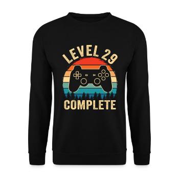 Level 29 complete – 29th anniversary gift - Unisex Sweatshirt - black - Front - Alina (178cm) & Michal (187cm)