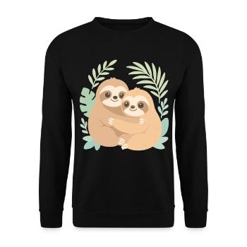 Cute Sloths: Cuddling in the Pastel Jungle - Unisex Sweatshirt - black - Front - Alina (178cm) & Michal (187cm)