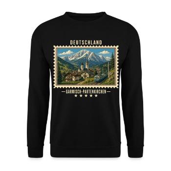 Deutschland Garmisch-Partenkirchen Vintage Reise - Unisex Pullover - Schwarz - Vorne - Alina (178cm) & Michal (187cm)