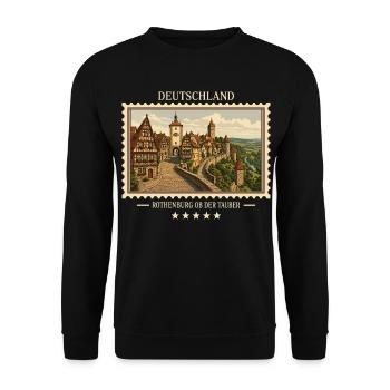 Deutschland Rothenburg ob der Tauber Vintage Reise - Unisex Pullover - Schwarz - Vorne - Alina (178cm) & Michal (187cm)
