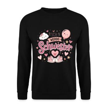 Ich werde Schwester Rosa Design - Unisex Pullover - Schwarz - Vorne - Alina (178cm) & Michal (187cm)