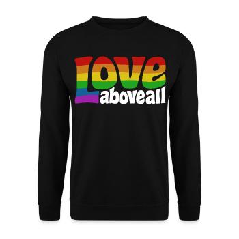 Love Above All | Rainbow Pride Design - Unisex Sweatshirt - black - Front - Alina (178cm) & Michal (187cm)