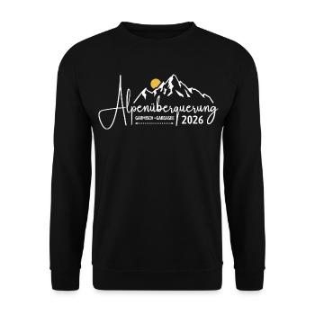 Alpenüberquerung 2026 Garmisch Gardasee Wandern - Unisex Pullover - Schwarz - Vorne - Alina (178cm) & Michal (187cm)