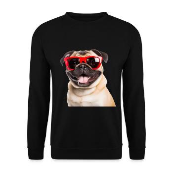 Cool pug with red sunglasses - Unisex Sweatshirt - black - Front - Alina (178cm) & Michal (187cm)