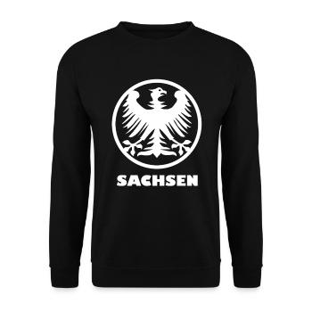Sachsen Adler Emblem - Unisex Pullover - Schwarz - Vorne - Alina (178cm) & Michal (187cm)