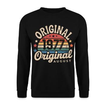 Original August 1977 Vintage Anniversary 1977 - Unisex Sweatshirt - black - Front - Alina (178cm) & Michal (187cm)