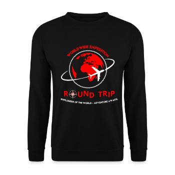 Hin- und Rückfahrt – Weltweite Expeditionsreise - Unisex Pullover - Schwarz - Vorne - Alina (178cm) & Michal (187cm)