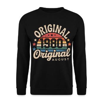 Original August 1980 Vintage Anniversary 1980's - Unisex Sweatshirt - black - Front - Alina (178cm) & Michal (187cm)