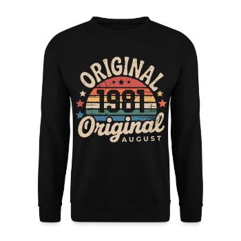 Original, August 1981 Vintage-Jubiläum 1981 - Unisex Pullover - Schwarz - Vorne - Alina (178cm) & Michal (187cm)