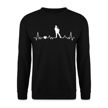 Heartbeat Saxophone with Saxophonist for Musicians - Unisex Sweatshirt - black - Front - Alina (178cm) & Michal (187cm)