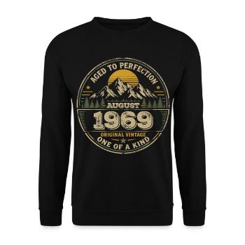 1969 August Geburtstagsgeschenk Vintage 1969 - Unisex Pullover - Schwarz - Vorne - Alina (178cm) & Michal (187cm)