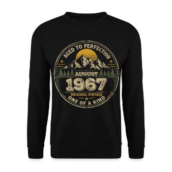 Cadeau Anniversaire 1967 Août Vintage 1967  - Sweat-shirt Unisexe - noir - Devant - Alina (178cm) & Michal (187cm)