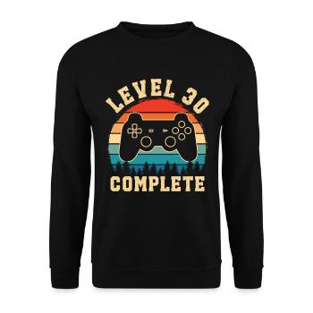 Level 30 complete – 30th anniversary gift - Unisex Sweatshirt - black - Front - Alina (178cm) & Michal (187cm)