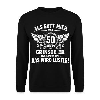 Lustiges Geschenk zum 50. Geburtstag - Unisex Pullover - Schwarz - Vorne - Alina (178cm) & Michal (187cm)