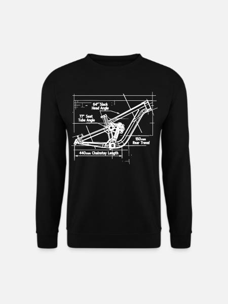 MTB Blueprint: Full-Suspension Rahmen Tech - Unisex Pullover - Schwarz