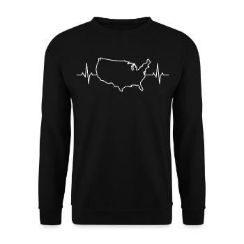 USA Map Heartbeat - Unisex Sweatshirt - black - Front - Alina (178cm) & Michal (187cm)