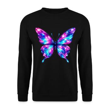 Glossy Metallic Butterfly - Unisex Sweatshirt - black - Front - Alina (178cm) & Michal (187cm)