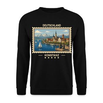 Deutschland Konstanz Vintage Reisemarke - Unisex Pullover - Schwarz - Vorne - Alina (178cm) & Michal (187cm)