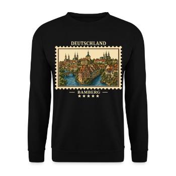 Deutschland Bamberg Vintage Reisemarke - Unisex Pullover - Schwarz - Vorne - Alina (178cm) & Michal (187cm)