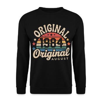 Original August 1984 Vintage Anniversary 1984 - Unisex Sweatshirt - black - Front - Alina (178cm) & Michal (187cm)