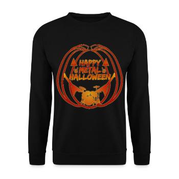 Joyeux Metal Halloween Drum Pumpkin - Sweat-shirt Unisexe - noir - Devant - Alina (178cm) & Michal (187cm)