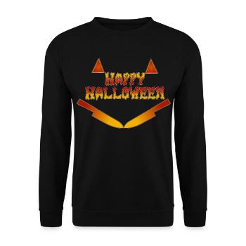 Happy Halloween Funny Horror Smile  - Unisex Pullover - Schwarz - Vorne - Alina (178cm) & Michal (187cm)