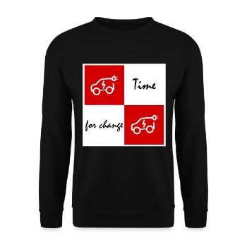 Zeit für Wandel Elektroauto - Unisex Pullover - Schwarz - Vorne - Alina (178cm) & Michal (187cm)