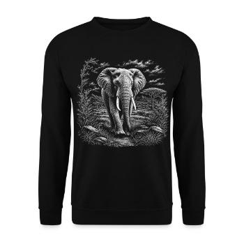 Éléphant d’Afrique dans une savane tranquille - Sweat-shirt Unisexe - noir - Devant - Alina (178cm) & Michal (187cm)