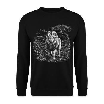 Lion majestueux dans un vaste paysage de savane - Sweat-shirt Unisexe - noir - Devant - Alina (178cm) & Michal (187cm)