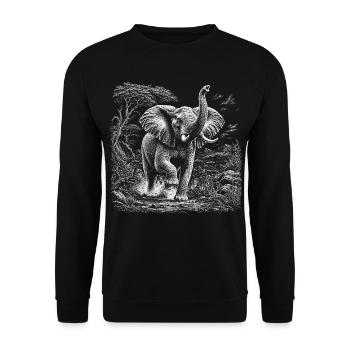 Éléphant sauvage dans la savane africaine - Sweat-shirt Unisexe - noir - Devant - Alina (178cm) & Michal (187cm)