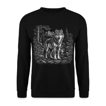 Loup frais dans un paysage montagneux sauvage - Sweat-shirt Unisexe - noir - Devant - Alina (178cm) & Michal (187cm)
