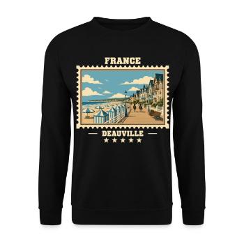 Frankreich Vintage Reisemarke - Unisex Pullover - Schwarz - Vorne - Alina (178cm) & Michal (187cm)