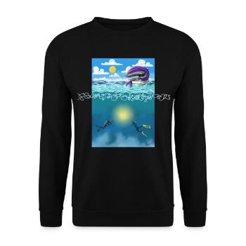 Der "alte Mann" und das Meer - Unisex Pullover - Schwarz - Vorne - Alina (178cm) & Michal (187cm)