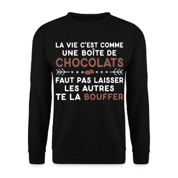 Chocolats Cadeau humour personnalisé - Sweat-shirt Unisexe - noir - Devant - Alina (178cm) & Michal (187cm)