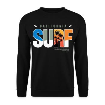 California Surf Retro Logo - Unisex Pullover - Schwarz - Vorne - Alina (178cm) & Michal (187cm)
