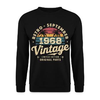 Vintage September 1968 Limited Edition September - Unisex Pullover - Schwarz - Vorne - Alina (178cm) & Michal (187cm)