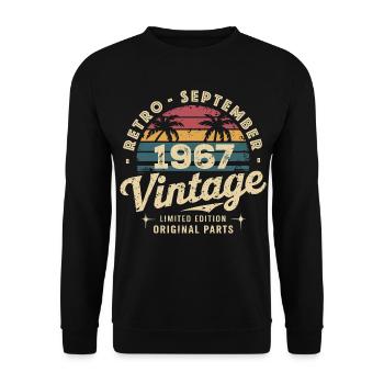 Vintage September 1967 Limited Edition September - Unisex Pullover - Schwarz - Vorne - Alina (178cm) & Michal (187cm)