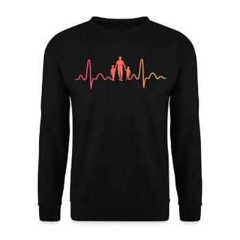 Père avec deux fils battement de coeur papa fils - Sweat-shirt Unisexe - noir - Devant - Alina (178cm) & Michal (187cm)