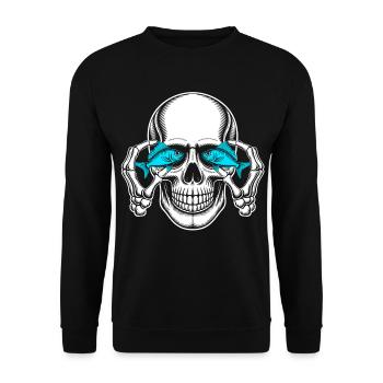 Crâne aux yeux de poisson bleus - Sweat-shirt Unisexe - noir - Devant - Alina (178cm) & Michal (187cm)