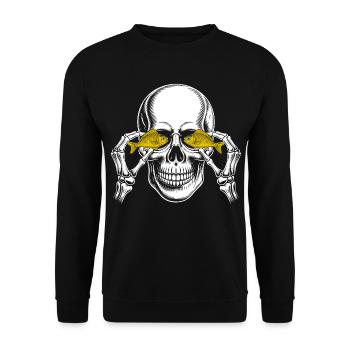 Crâne aux yeux de poisson jaunes - Sweat-shirt Unisexe - noir - Devant - Alina (178cm) & Michal (187cm)