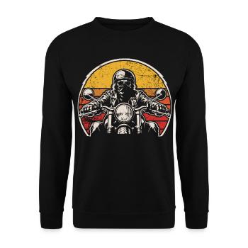 Retro motorcyclist in sunset - Unisex Sweatshirt - black - Front - Alina (178cm) & Michal (187cm)