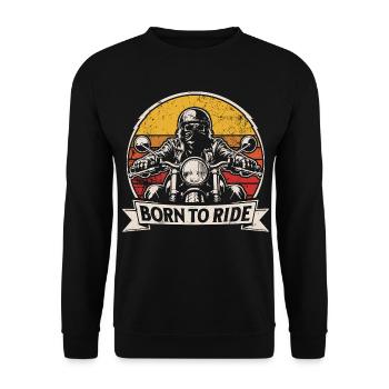 Born to Ride | Retro Motorcycle | Biker Style - Unisex Sweatshirt - black - Front - Alina (178cm) & Michal (187cm)