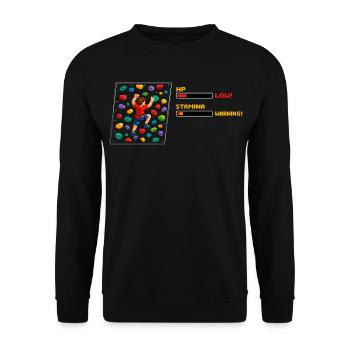 Bloc 8-bits : design rétro d’escalade en pixel art - Sweat-shirt Unisexe - noir - Devant - Alina (178cm) & Michal (187cm)