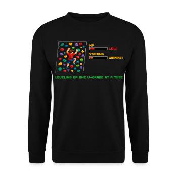 Bloc rétro en pixel art : Dire monter de niveau - Sweat-shirt Unisexe - noir - Devant - Alina (178cm) & Michal (187cm)