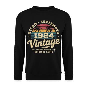 Vintage September 1984 Limited Edition September - Unisex Pullover - Schwarz - Vorne - Alina (178cm) & Michal (187cm)