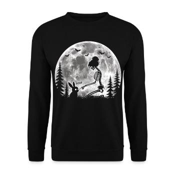 Skelettboop, gruselig, niedlich, Hasen, Goth, - Unisex Pullover - Schwarz - Vorne - Alina (178cm) & Michal (187cm)