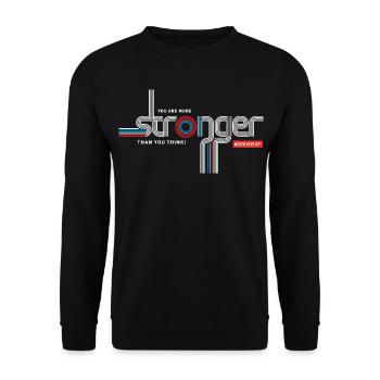 Stärker als Du Denkst Typografie - Unisex Pullover - Schwarz - Vorne - Alina (178cm) & Michal (187cm)