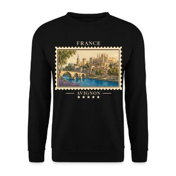 Frankreich Avignon Vintage Reisemarke - Unisex Pullover - Schwarz - Vorne - Alina (178cm) & Michal (187cm)